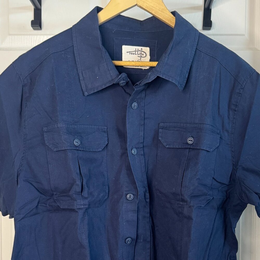 Reel Life Shirt – Navy S/S Utility Button-Up – Men’s XL